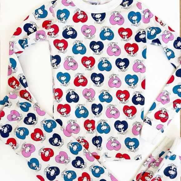 Size 140- 10 Hanna Andersson Snoopy & Heart Pajamas Valentine’s Day - Picture 1 of 5